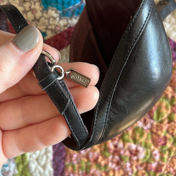 Coach Kitten Heel Black Pointed Toe Shoes w/ Ankle Buckle Closure and Charm - Picture 2 of 6